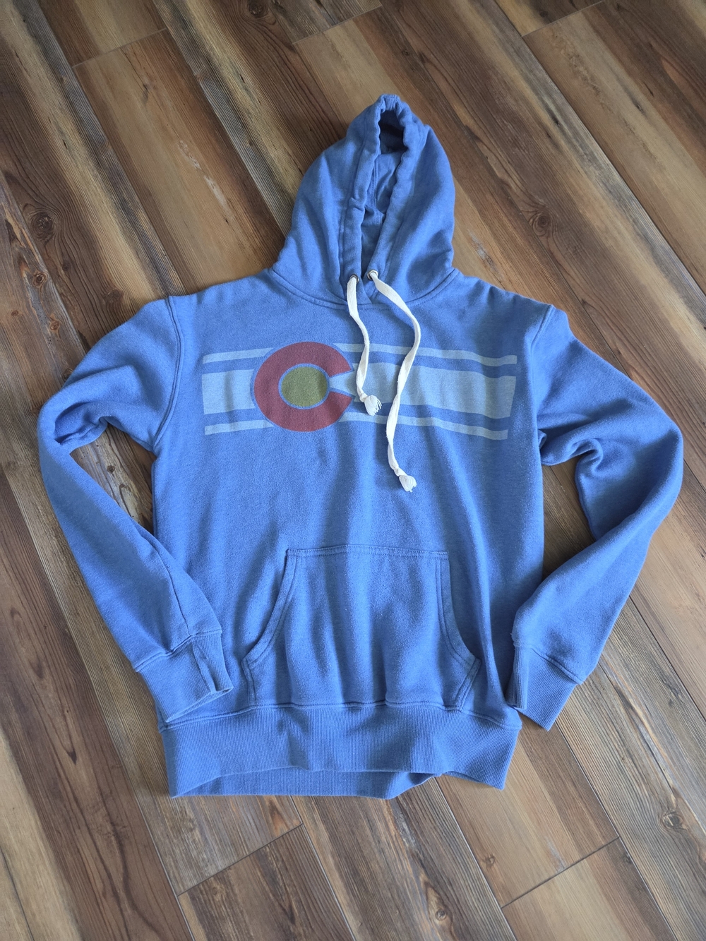 Blue Hooded Pullover Sweatshirt with Colorado Emblem